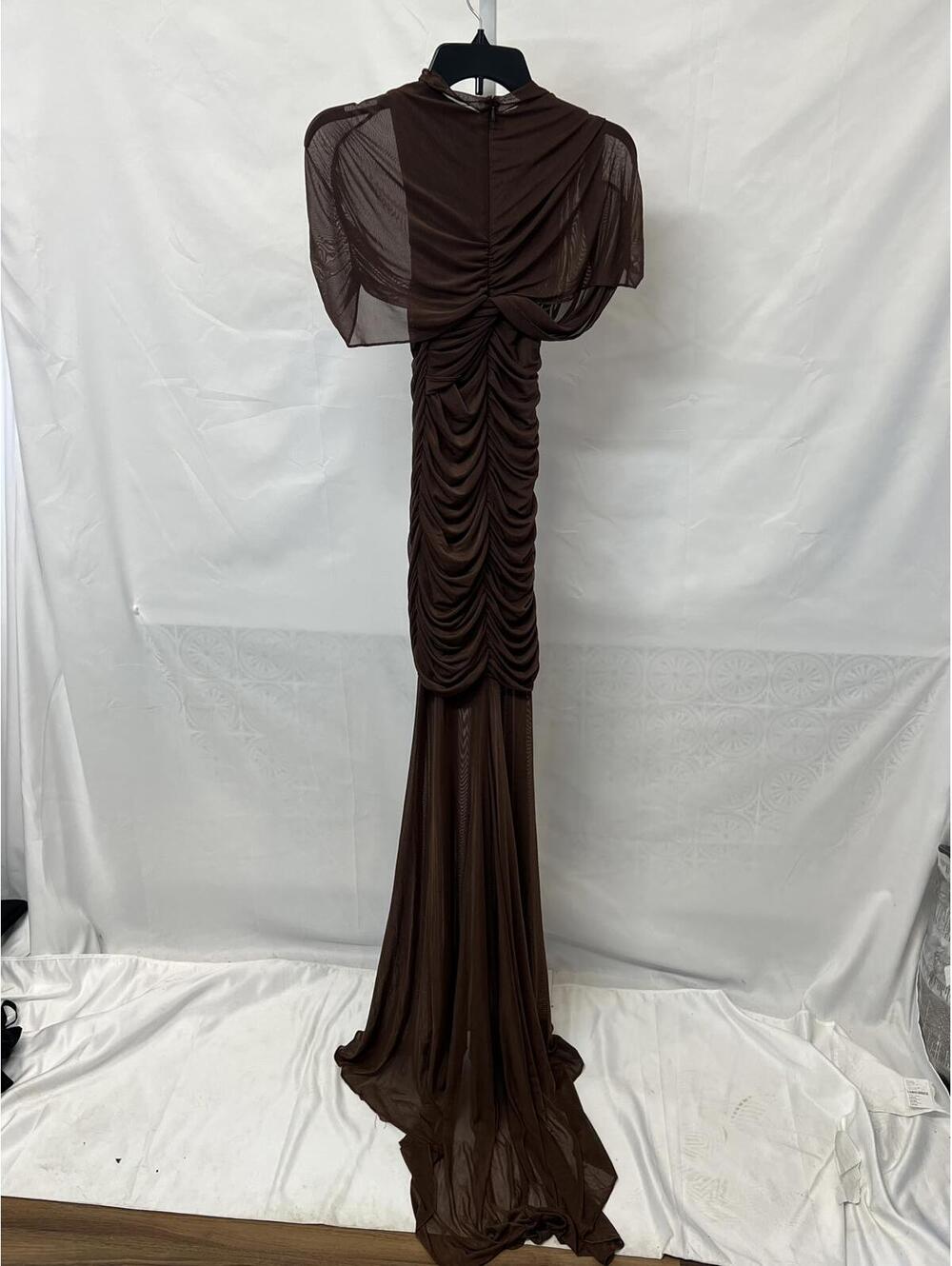 Amanda Uprichard x REVOLVE Evianna Mesh Gown in Chocolate Brown - Picture 5 of 12